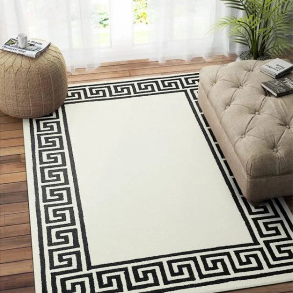 Greek Key Hand Tufted Wool Carpet Stylish and Classic| Ivory | 5 x 8 Feet Sale