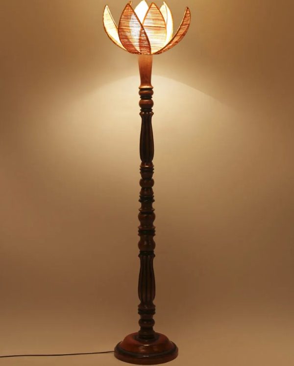 Bamboo Rose Wooden Floor Lamp | 4 Feet For Sale