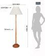 Off White Knife Pleated Cotton Shade Floor Lamp with Wooden Base | 12 x 57 Inches For Cheap