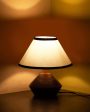 Black & White Cotton Table Lamp With Wooden Natural Base | 10 x 12 Inches Cheap