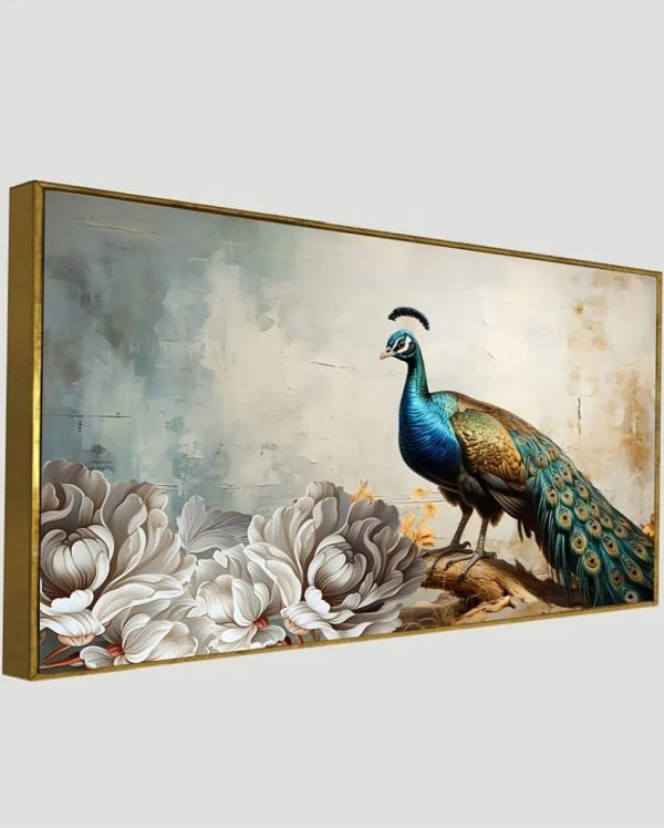 Peacock Canvas Wall Art With Acrylic Frame For Discount