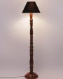 Black Cotton Conical Wooden Floor Lamp | 5 Feet Cheap