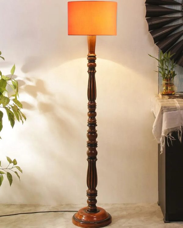 Luxurious Cotton Wooden Floor Lamp | 5 Feet For Cheap