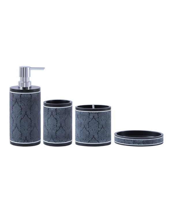 Sleek Soap Dispenser, Toothbrush Holder, Soap Dish & Tumbler Bath Set | Set of 4 Pcs For Sale