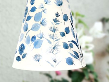 Blue Floral Shaded Cotton Pendant Lamp | Blue Supply