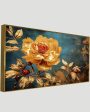 Gold Rose Floral Canvas Wall Art Floating Frame Cheap