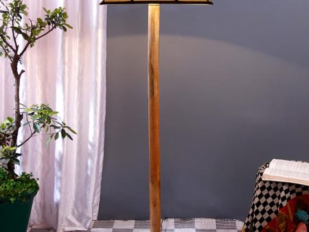 Cotton Shade Floor Lamp With Natural Wooden Base | 12 x 57 Inches Online