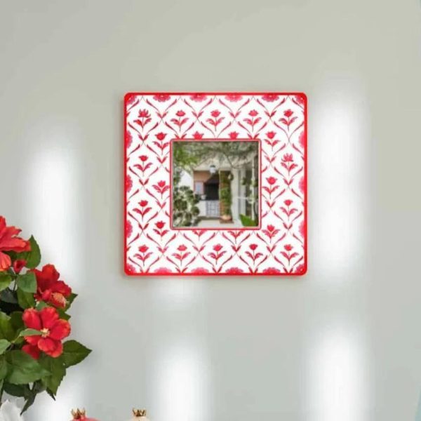 Vintage Design Square Shaped Printed MDF Wall Mirror Supply