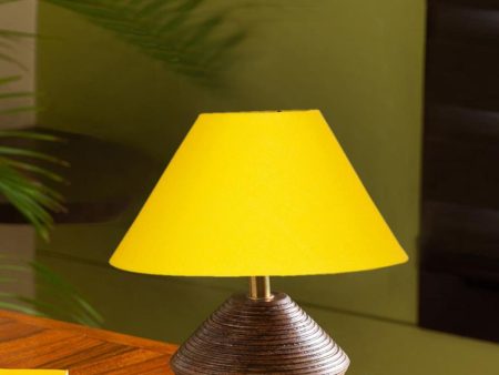 Dynamic Cotton Table Lamp With Wooden Natural Base | 10 x 12 Inches Hot on Sale