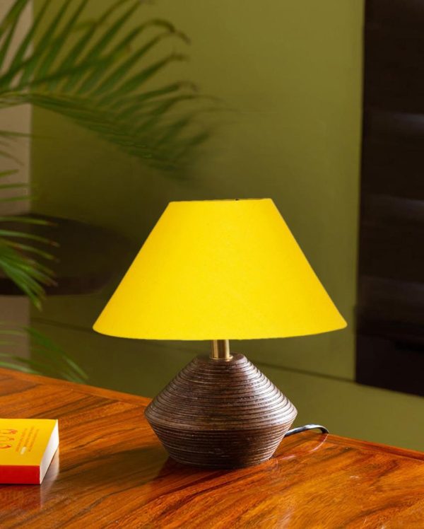 Dynamic Cotton Table Lamp With Wooden Natural Base | 10 x 12 Inches Hot on Sale