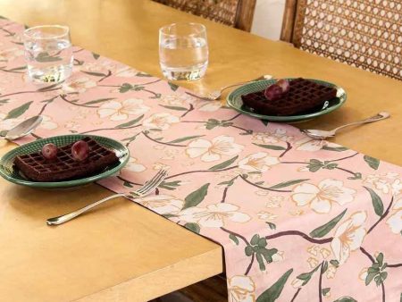 Pink Badamwari Design Cotton Satin Table Runner  | 60 x 13 Inches Cheap