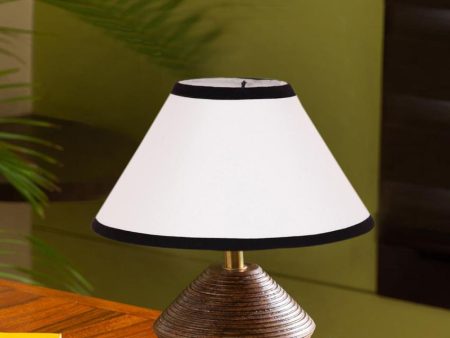 Black & White Cotton Table Lamp With Wooden Natural Base | 10 x 12 Inches Cheap