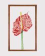 Anthurium Hand-Embroidered Textile Art | Pink | 18 X 30 inches Discount