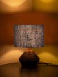 Chic Blue Jute Table Lamp with Wood Natural Base | 7 x 12 inches Sale