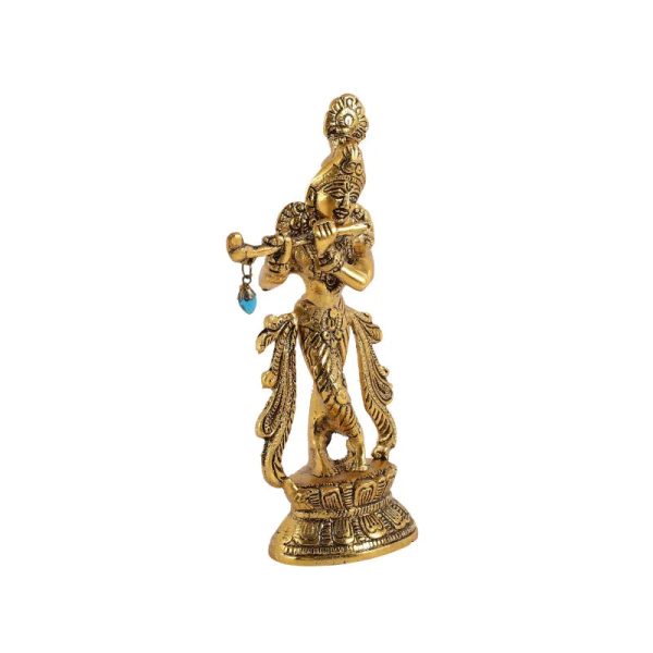 Lord Krishna Metal Statue With Flute | 3 x 2 x 9 inches Hot on Sale