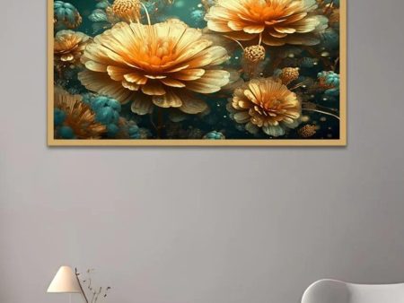 Elegant Yellow Floral Canvas 3D Wall Painting Online Sale