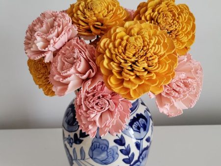 Pink Lumia Sholapith DIY Flower Bunch | Vase Not Included | 16 Flower Heads Online Sale