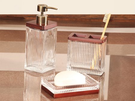 Rustic Soap Dispenser, Soap Dish & Tumbler Bath Set | Set of 3 Pcs Online Sale