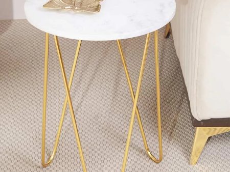 Halden White Marble Stylish Side Table Supply