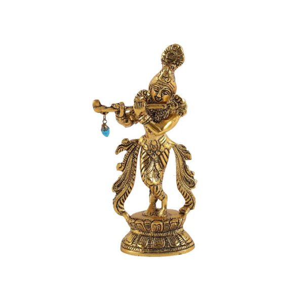 Lord Krishna Metal Statue With Flute | 3 x 2 x 9 inches Hot on Sale