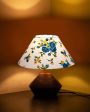 Printed Cotton Table Lamp With Wooden Natural Base | 10 x 12 Inches Supply