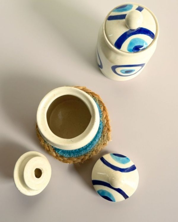 Evil Eye Ceramic Jars | Set Of 2 Online Hot Sale