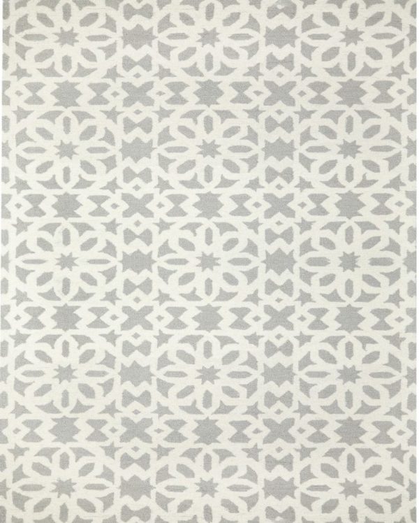 Geometric Hand Tufted Wool Carpet Trendy Design | Grey | 5 x 8 Feet Discount