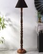 Black Cotton Conical Wooden Floor Lamp | 5 Feet Cheap