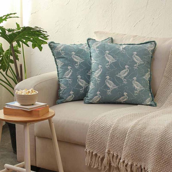 Blue Kukkut Cotton Cushion Cover  | Set of 2 Online Sale