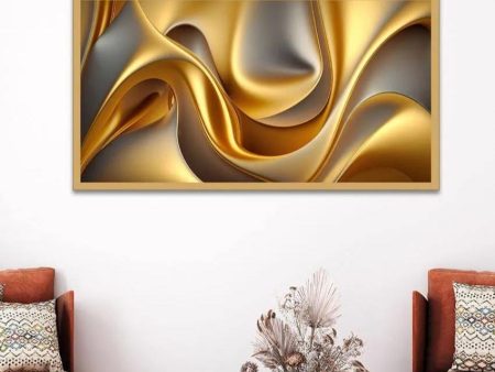 Golden Weave Abstract Canvas Wall Art With Acrylic Frame Sale