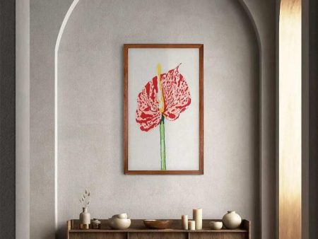 Anthurium Hand-Embroidered Textile Art | Pink | 18 X 30 inches Discount