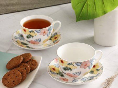 Ceramic Pastel Cups & Saucers | Set of 2 Hot on Sale