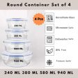 Borosilicate Glass Round Food Storage Container with Air Vent Lid | Pack of 4 Online now