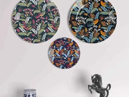 Birds With Plant Art Ceramic Wall Plates | Set of 3 Cheap