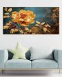 Gold Rose Floral Canvas Wall Art Floating Frame Cheap