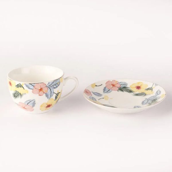 Ceramic Pastel Cups & Saucers | Set of 2 Hot on Sale