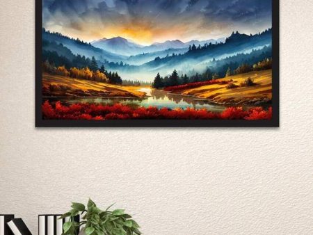 Autumn In The Mountains Floating Framed Digital Canvas Painting Online Sale