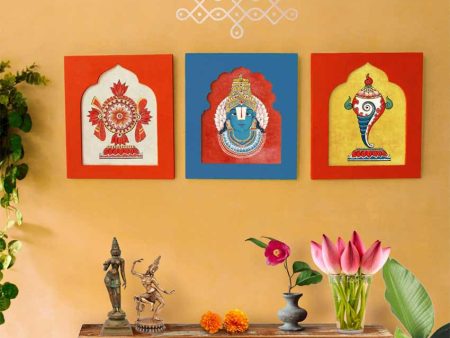 Traditional InDiyan Art Vishnu Avatar Ethnic Wall Arts | Set Of 3 on Sale