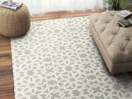 Geometric Hand Tufted Wool Carpet Trendy Design | Grey | 5 x 8 Feet Discount