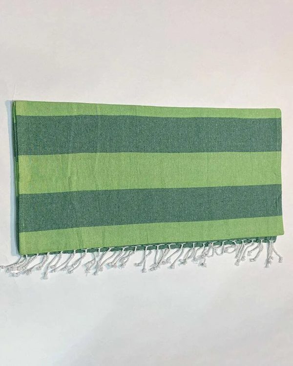 Hammam Green Beach Fouta Multipurpose Cotton Bath Towel With Fringes | 59.8 X 29.9 inches Hot on Sale