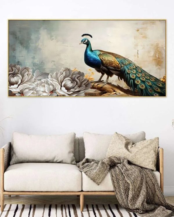 Peacock Canvas Wall Art With Acrylic Frame For Discount