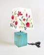 Floral Bloom Shaded Empire Cotton Table Lamp For Sale