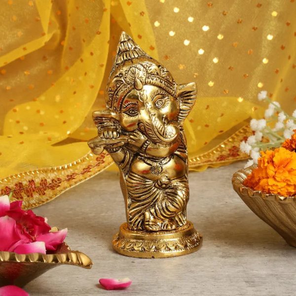 Golden Lord Ganesha Idol Statue | 2.5 x 6 inches Supply