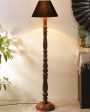 Black Cotton Conical Wooden Floor Lamp | 5 Feet Cheap