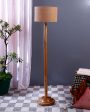 Abstract Jute Drum Shade Floor Lamp with Wooden Base | 12 x 59 Inches Cheap