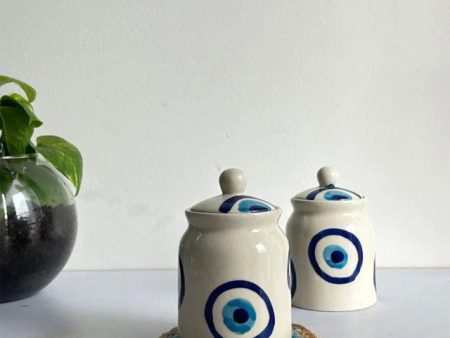 Evil Eye Ceramic Jars | Set Of 2 Online Hot Sale