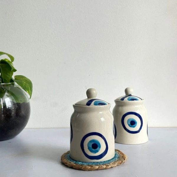 Evil Eye Ceramic Jars | Set Of 2 Online Hot Sale