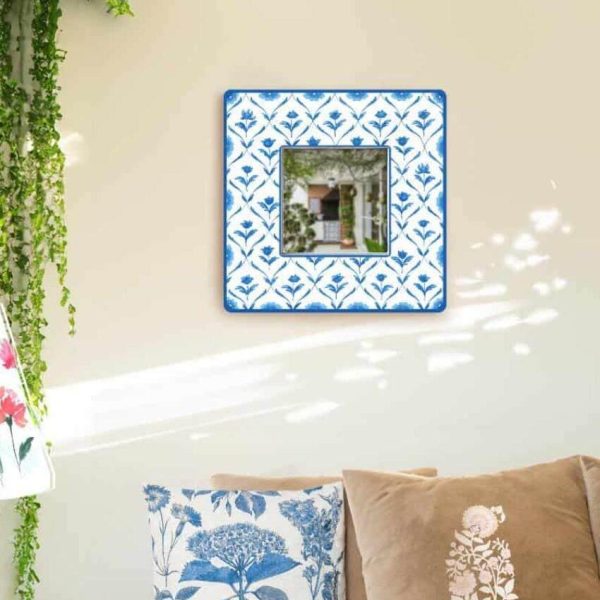 Vintage Design Square Shaped Printed MDF Wall Mirror Supply