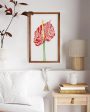 Anthurium Hand-Embroidered Textile Art | Pink | 18 X 30 inches Discount