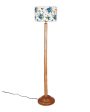 Classy Cotton Drum Shade Floor Lamp with Wooden Base | 12 x 57 Inches Cheap